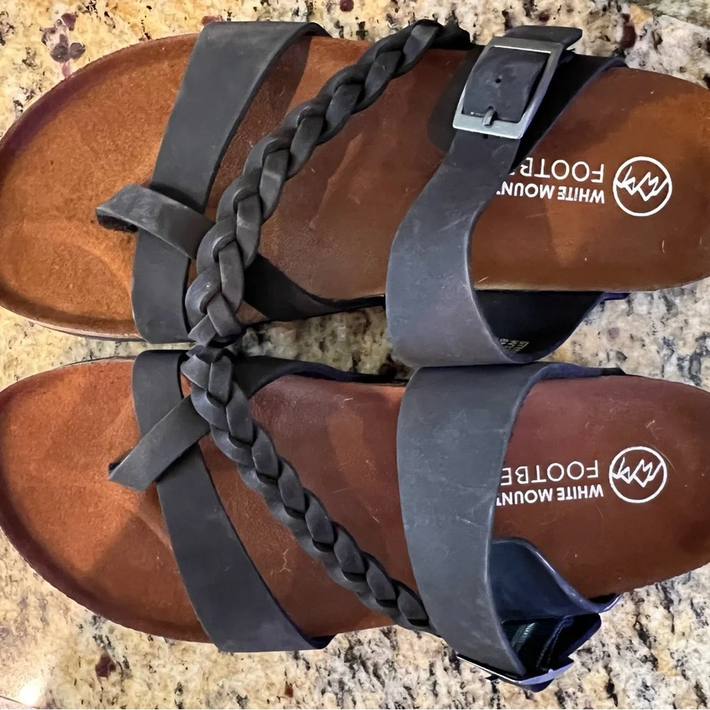 ⛰️NWOT WHITE MOUNTAIN🩴”Hazy” Black Braided Sandals W8 - Picture 3 of 5